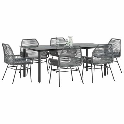 7-delige Tuinset met kussens poly rattan glas grijs