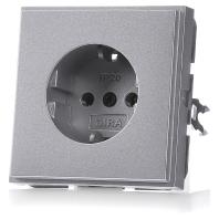 Stopcontact buiten Gira TX 44 met randaarde aluminium inbouw - thumbnail