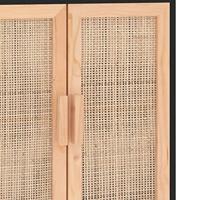 Dressoir 60x30x70 cm massief grenen hout en rattan zwart - thumbnail