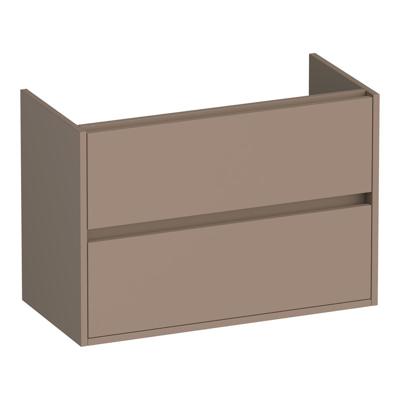 Brauer Adore - Onderkast Ondiep - 80 cm - met 2 Softclose Lades Greeploos en 1 Sifon Uitsparing - Mat Mokka