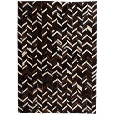 vidaXL Vloerkleed chevron patchwork 120x170 cm echt leer zwart/wit