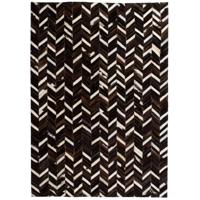 vidaXL Vloerkleed chevron patchwork 120x170 cm echt leer zwart/wit - thumbnail