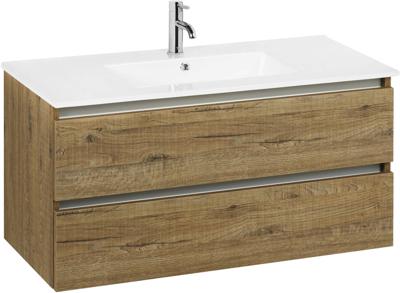 Ben Limara badmeubel incl. keramische wastafel 100x47x52cm sherwood - aluminium greeplijst