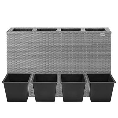 Polyrattan Bloembak 4 delig - Grijs - 95 x 27 x 60 cm Polyrattan Bloembak 4 delig - Grijs - 95 x 27 x 60 cm