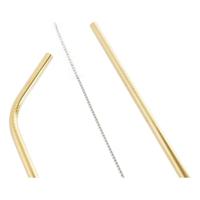 Herbruikbaar Drinkriet DKD Home Decor Gouden Roestvrij staal - thumbnail