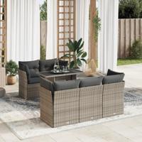 6-delige Loungeset met kussens poly rattan grijs - thumbnail