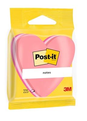 Post-it Notes mini hart, 3 kleuren, blok van 225 vel, op blister