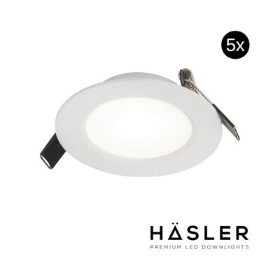 Inbouwspot Häsler Toscana Incl. Fase Aansnijding Dimbaar 9.2 cm 4 Watt Helder Wit RVS Wit Set 5x