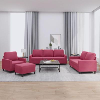 4-delige Loungeset met kussens fluweel wijnrood