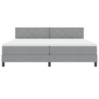 boxspringbed met matras en LED lichtgrijs 200x200 cm stof - thumbnail