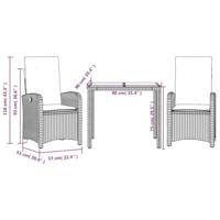 3-delige Tuinset met kussens poly rattan zwart - thumbnail