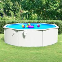 Zwembad met stalen wand rond 460x120 cm wit - thumbnail
