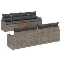 Tuinbankenset met kussen 9 pcs Grijs poly rattan - thumbnail