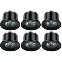 LED Veranda Spot Verlichting 6 Pack - Velvalux - 1W - Natuurlijk Wit 4000K - Inbouw - Dimbaar - Rond - Mat Zwart - Aluminium - Ø31mm - thumbnail