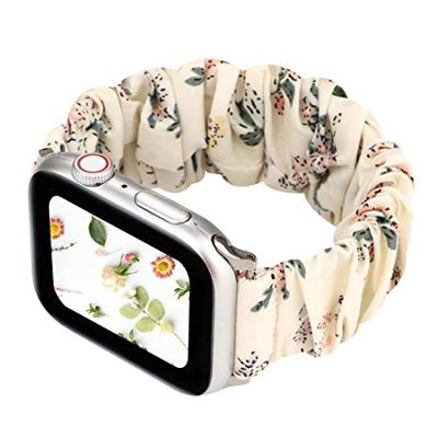 Elastisch scrunchie nylon bandje - Bloemenprint licht - Geschikt voor Apple Watch 44mm / 45mm / 46mm / 49mm Elastisch scrunchie nylon bandje - Bloemenprint licht - Geschikt voor Apple Watch 44mm / 45mm / 46mm / 49mm
