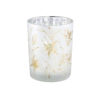 PTMD theelichthouder aolani flower glas wit l 13 cm | 12 stuks