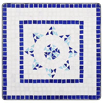 Bistrotafel mozaek 60 cm keramiek blauw en wit Bistrotafel mozaek 60 cm keramiek blauw en wit