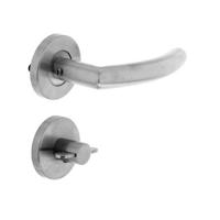 Deurkruk half rond/hoek 90°op rond rozet met WC8mm RVS - thumbnail