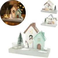 Theelichthouder huis kerst 16 cm 3 assorti B-keus | 16 stuks - thumbnail