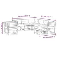 8-delige Loungeset met kussens massief grenenhout wasbruin - thumbnail