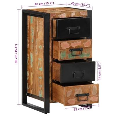 Ladekast 40x40x90 cm massief gerecycled hout meerkleurig Ladekast 40x40x90 cm massief gerecycled hout meerkleurig