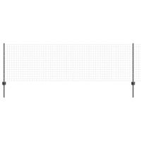 VidaXL Hek met paal grijs 0,8 x 10 m staal en pvc - thumbnail