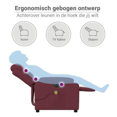 Massagestoel elektrisch verstelbaar stof wijnrood