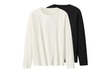 esmara Set van 2 dames shirts met lange mouwen (Zwart/wit, M (40/42)) - thumbnail