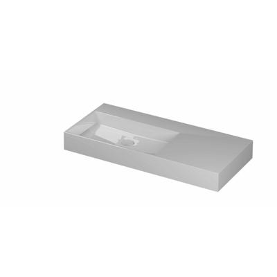INK United Wastafel Porselein Links Zonder Kraangat incl. Porseleinen Click Plug en Verborgen Overloop Systeem - 1000x450x110 mm - Glans Wit