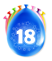 Party Ballonnen Hoera 18 Jaar (8st) - thumbnail