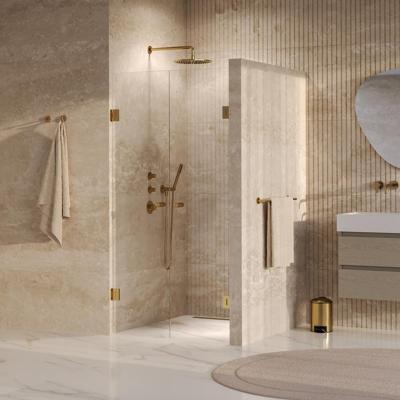 Brauer Void - Carving Pendeldeuren - Helder Glas - 100 x 200 cm - incl. Glascoating - PVD Goud Geborsteld