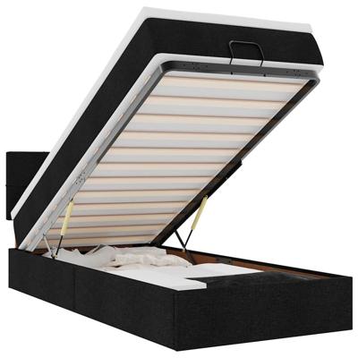 Ottoman bed met matras 90x190cm stof zwart - thumbnail