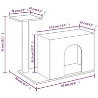 Kattenmeubel met sisal krabpale 51 cm donkergrijs - thumbnail