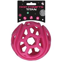 Dog Comets Titan - Treat hider - Ø11.5 cm - Hondenspeelgoed - Traktatiebal - Rubber - Hondenbal - Roze - thumbnail