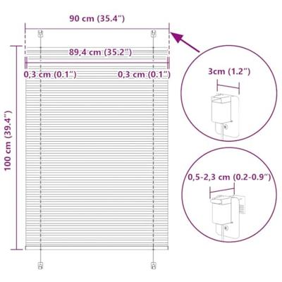 Pliss rolgordijn 90x100 cm stofbreedte 89,4 cm bordeauxrood
