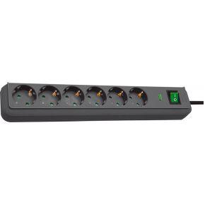 Brennenstuhl 1159710 Eco-Line PDU Stekkerdoos 6 Sockets met Schakelaar en Overspanningsbeveiliging Zwart -1,5 meter