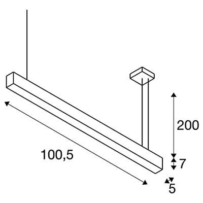SLV Kantoor hanglampGlenos 4000K 100cm zwart - 1001403