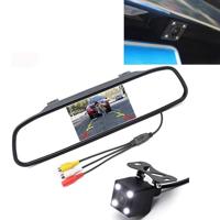 PZ603 auto Video Monitor HD Auto Parking LED Night Vision CCD Reverse Rear View Camera met 4 3 inch auto achteruitkijkspiegel - thumbnail