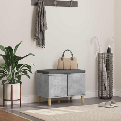 Halbank met kussen met opslag Beton Grijs 60 x 38 x 46 cm