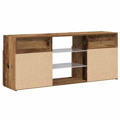 Tv-meubel met LED 120x30x50 cm bewerkt hout oud hout