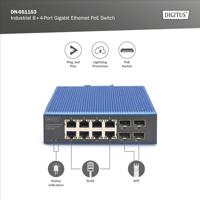 Digitus DN-651153 Industrial Ethernet Switch 8 + 4 poorten 10 / 100 / 1000 MBit/s PoE-functie - thumbnail