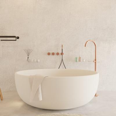 Ligbad Vrijstaand Ideavit Solidround 135x49 cm Solid Surface Mat Wit Ideavit