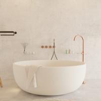 Ligbad Vrijstaand Ideavit Solidround 135x49 cm Solid Surface Mat Wit Ideavit - thumbnail