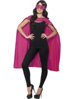 Superhero cape met masker pink - thumbnail