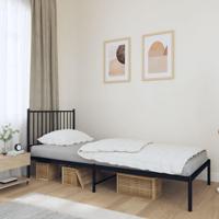 Bedframe met hoofdbord metaal zwart 90x190 cm - thumbnail