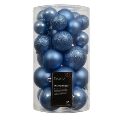 Kerstbalmix kunststof d6 cm sky blauw 30 st Decoris - Decoris Kerstbalmix kunststof d6 cm sky blauw 30 st Decoris - Decoris