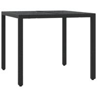 3-delige Tuinset met kussens poly rattan zwart - thumbnail
