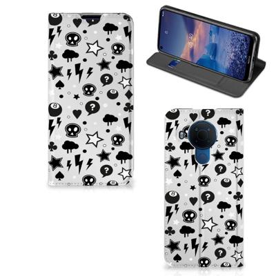 Mobiel BookCase Nokia 5.4 Silver Punk Mobiel BookCase Nokia 5.4 Silver Punk