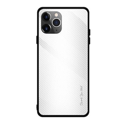 Voor iPhone 11 Pro Max Carbon Fiber textuur gradiënt kleur glas geval (wit) Voor iPhone 11 Pro Max Carbon Fiber textuur gradiënt kleur glas geval (wit)