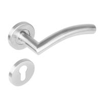 Deurkruk 1276 Lisa 90°op rond rozet staal met 7mm nok met profielcilindergat plaatjes RVS - thumbnail